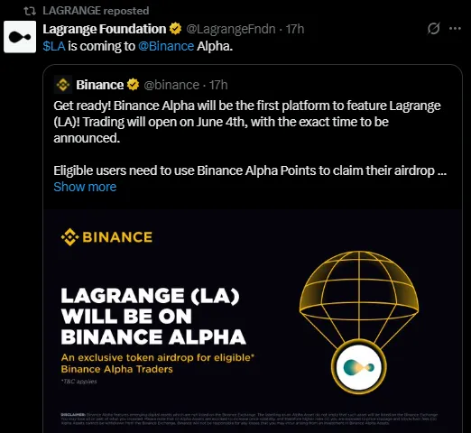 Lagrange Listing On Binance Alpha Lagrange Listing On Binance Alpha