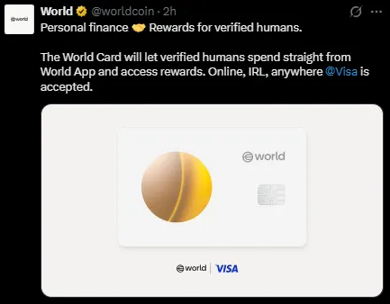 Visa worldcoin paayment