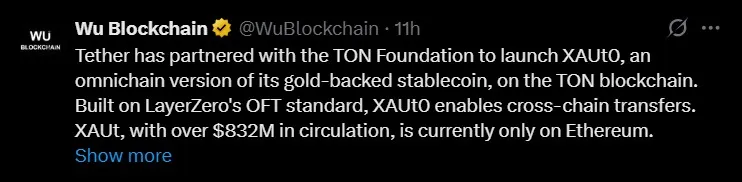 Tether xaut0 Gold Stablecoin On Ton