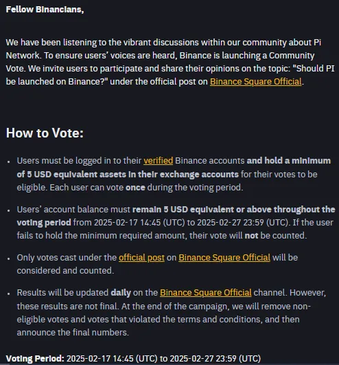Binance's Community Vote