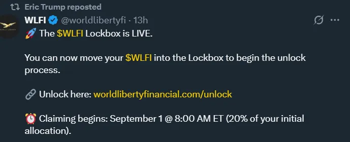 WLFI LockBox is Live WLFI LockBox is Live