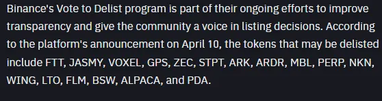 Jasmy Binance Delist