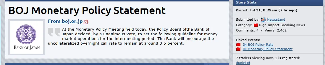 forexfactory BOJ mmonetary statement 