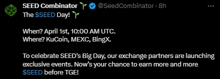 Seed Listing Update Seed Listing Update