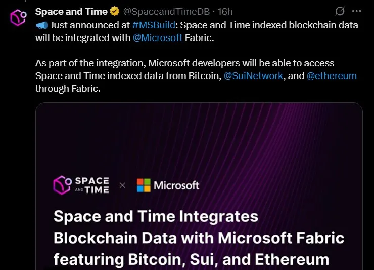 Space and Time Microsoft Deal