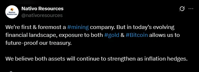 Nativo Resources Bitcoin Treasury