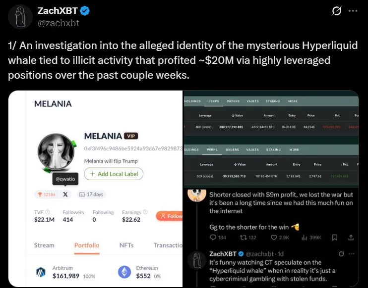 ZachXBT Melania Investigation