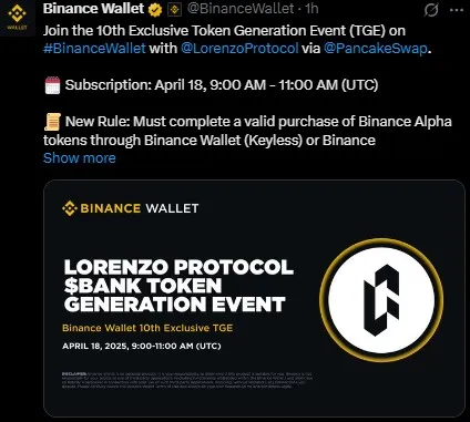 Lorenzo Protocol TGE Lorenzo Protocol TGE