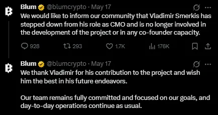 Blum Co founder arrest announcement