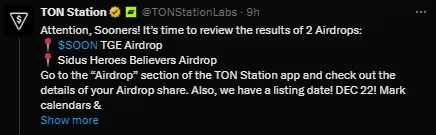 Source: X  $SOON Airdrop