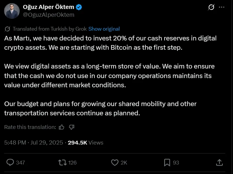 Marti CEO on Bitcoin investment