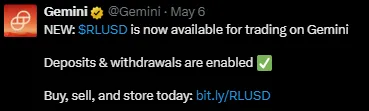 Gemini RLUSD trading Gemini RLUSD trading