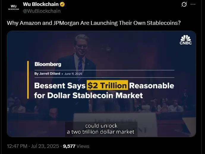 Amazaon and JPMorgan launching their own stablecoin