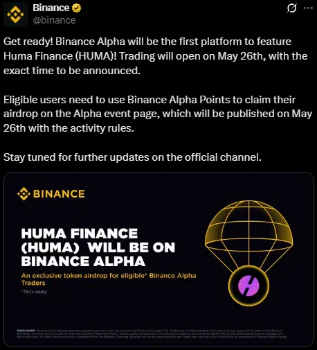 Huma Binance listing