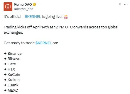 Kernel Listing Date and Price