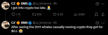 CZ tweet on BTC whale move