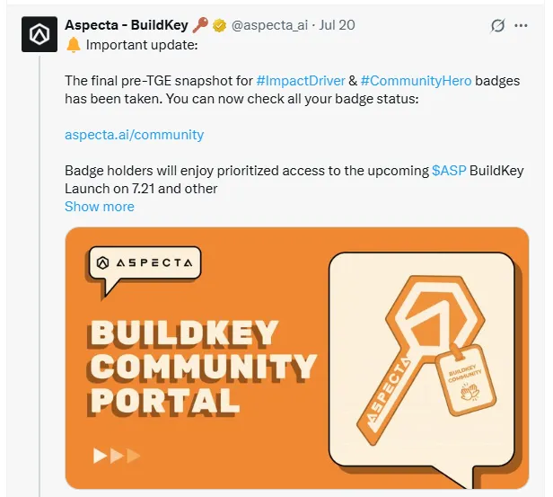 Aspecta Pre-TGE Snapshot