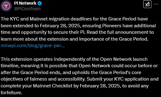 Pi Network Extends KYC Deadline to February 2025 Pi Network Extends KYC Deadline to February 2025
