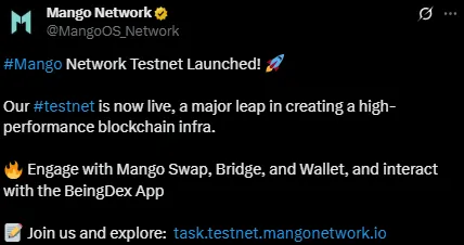 Mango Network Testnet launch