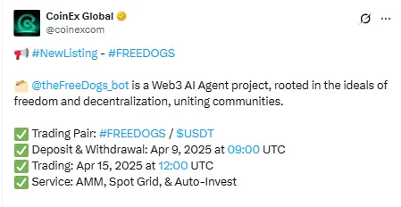 Free Dogs Listing on CoinEx