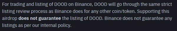 Biance Dood listing announcement