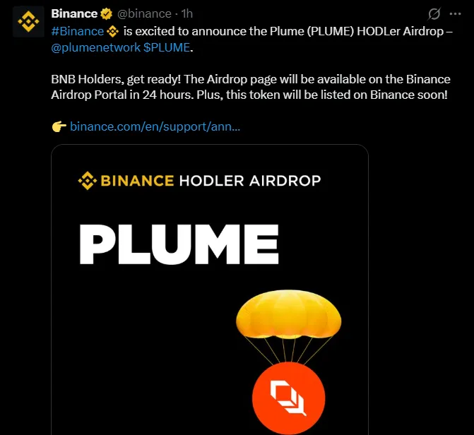 Plume Binance Airdrop Live