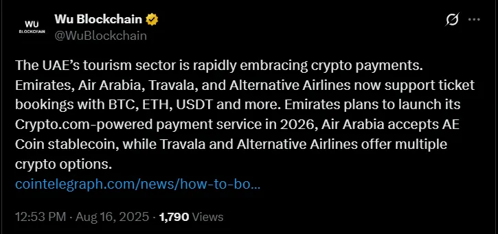 UAE Tourism Accepting Crypto Payments