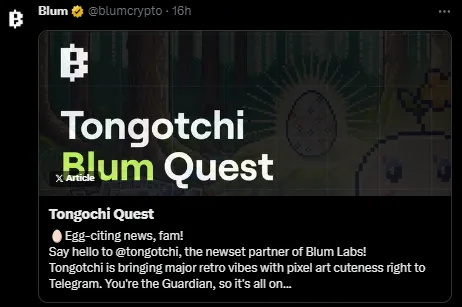 Tongotchi Quest is part of Blum’s ongoing