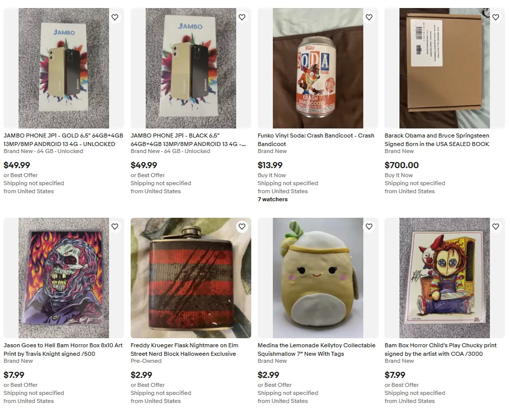 Jambo Phone at eBay from a seller with non-connected item listings.