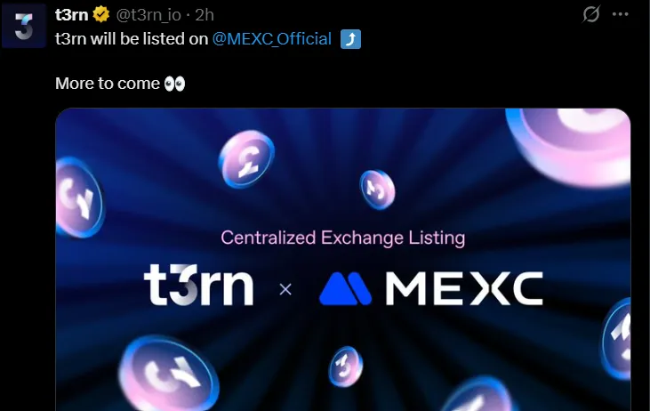T3rn listing on MEXC on July 17
