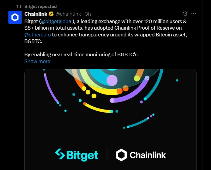 Bitget Empowering Crypto Transparency Through Chainlink PoR Bitget Empowering Crypto Transparency Through Chainlink PoR