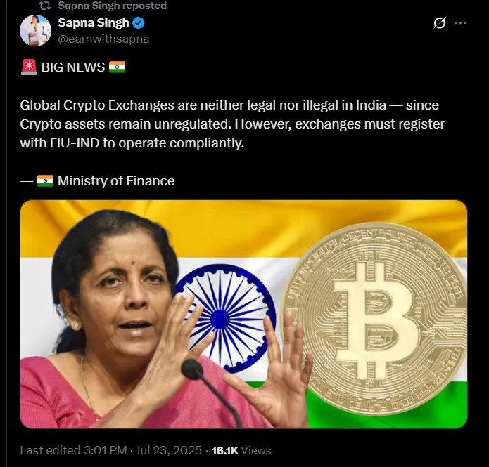 Is Crypto Legal In India 2025?