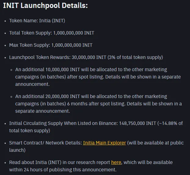 Initia Launchpool Details Initia Launchpool Details