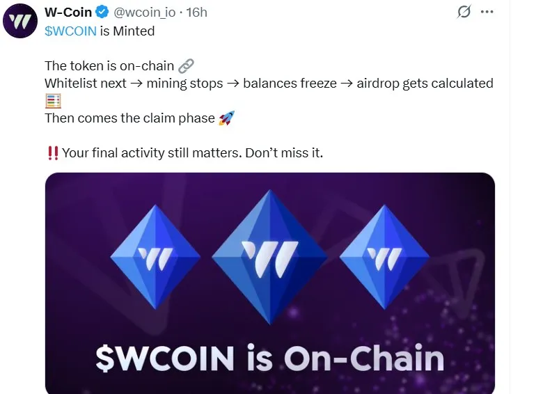 Wcoin Airdrop Ending