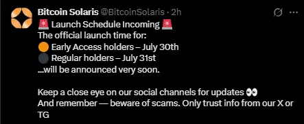 Bitcoin Solaris launch date