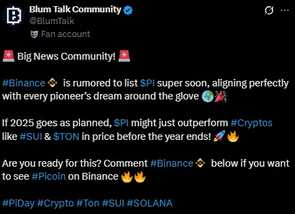 Pi binance listing rumors