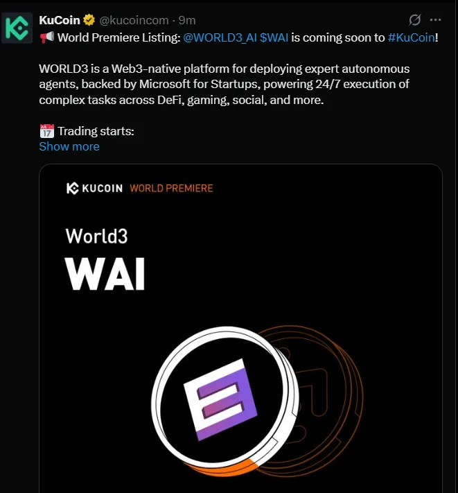 Kucoin Listing WAI Token