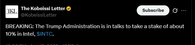 Trump Administration Intel Purchase