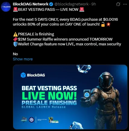 BlockDAG Vesting news