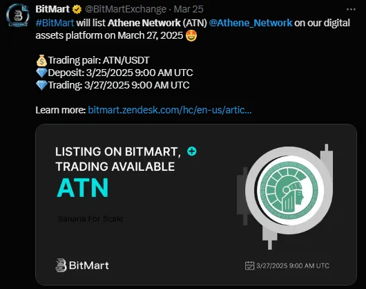 BitMart Athena Listing BitMart Athena Listing