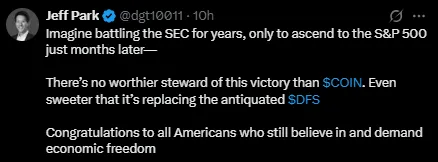 Jeff Park coinbase  announcement