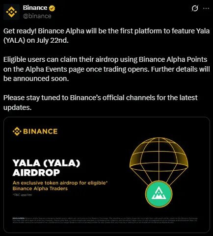Yala Binance listing Yala Binance listing