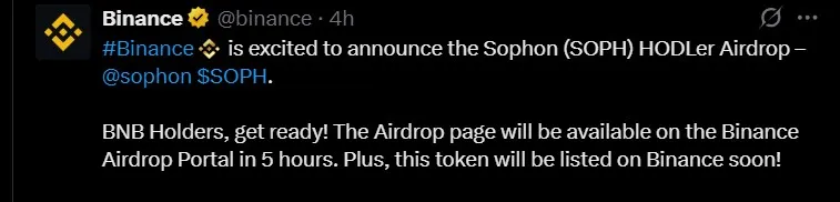 Sophon Crypto Airdrop on Binance