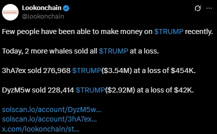 Trump coin Whale selloff Trump coin Whale selloff