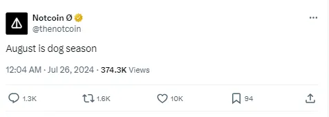 Notcoin tweet