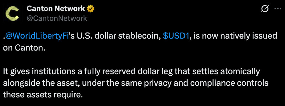 Canton Network Official Tweet