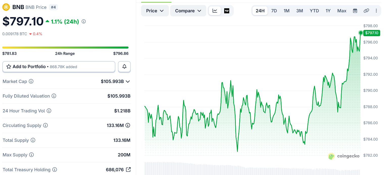BNB token price today