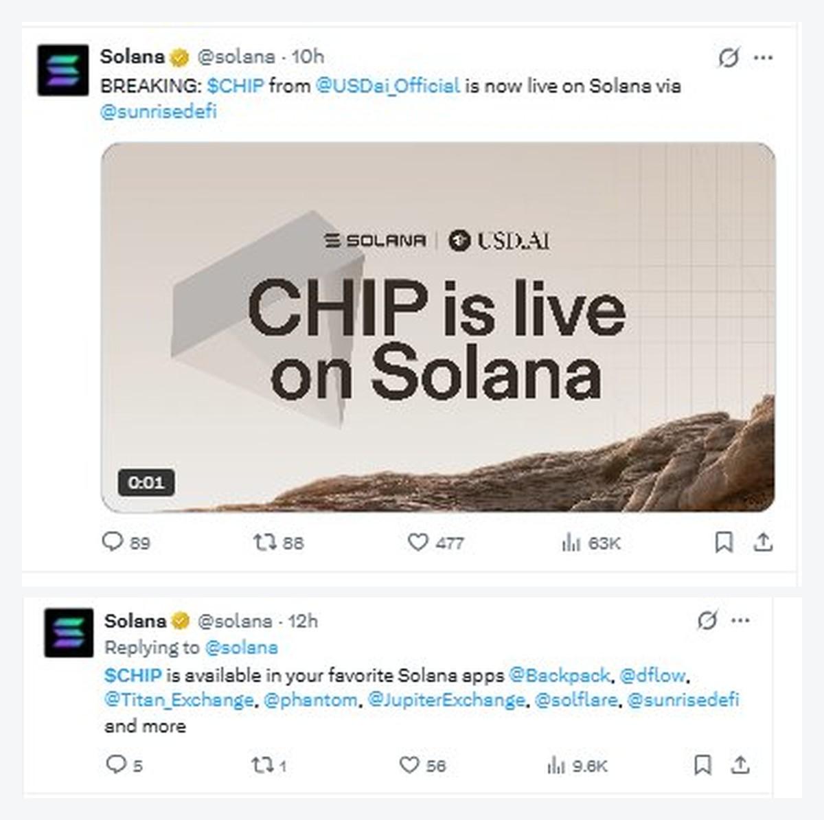 Solana tweet on CHIP