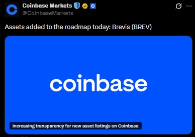 Coinbase Brevis listing
