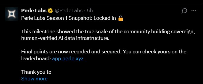 Perle labs Airdrop snapshot done